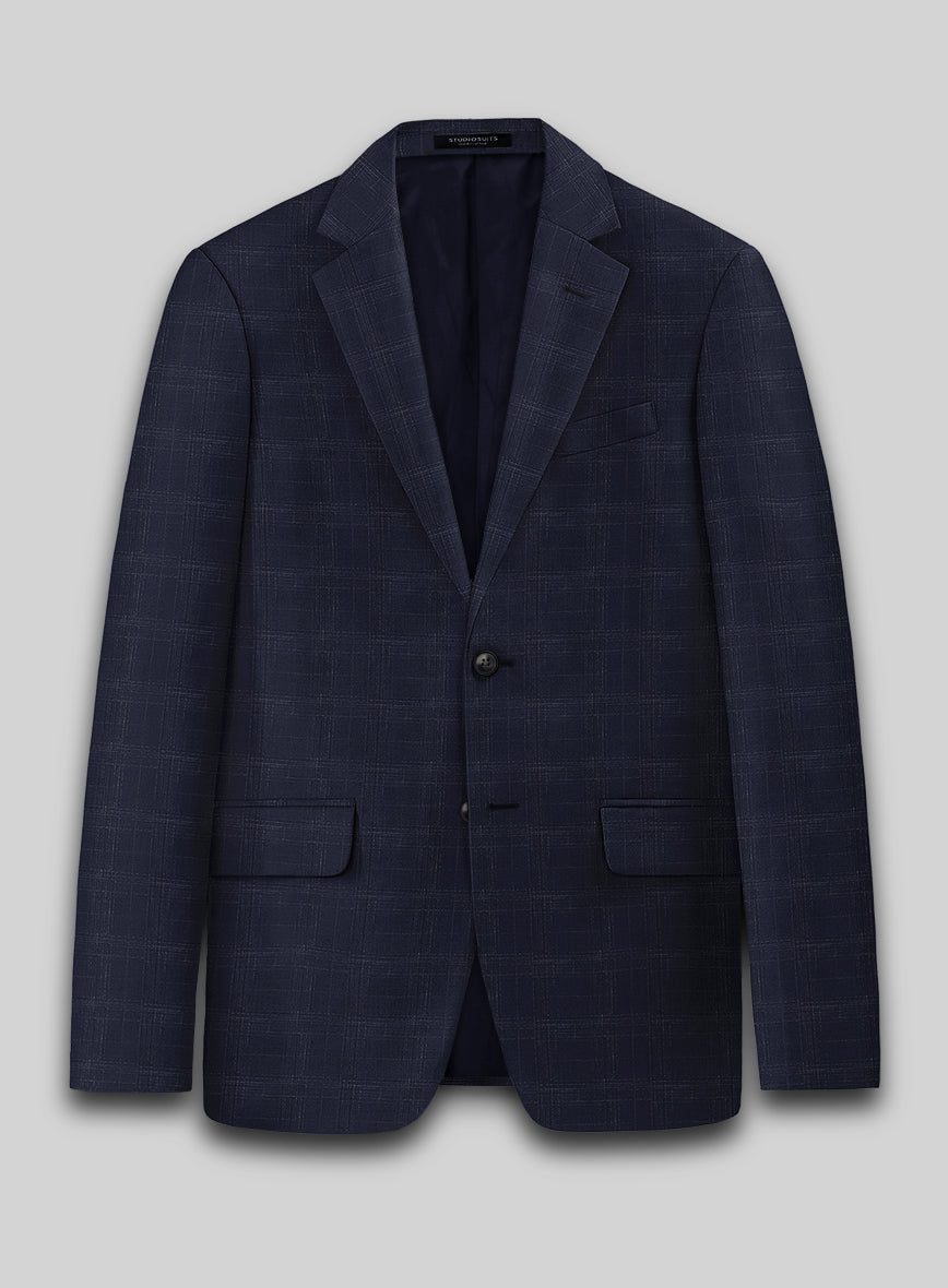 Reda Xime Blue Checks Wool Jacket - StudioSuits