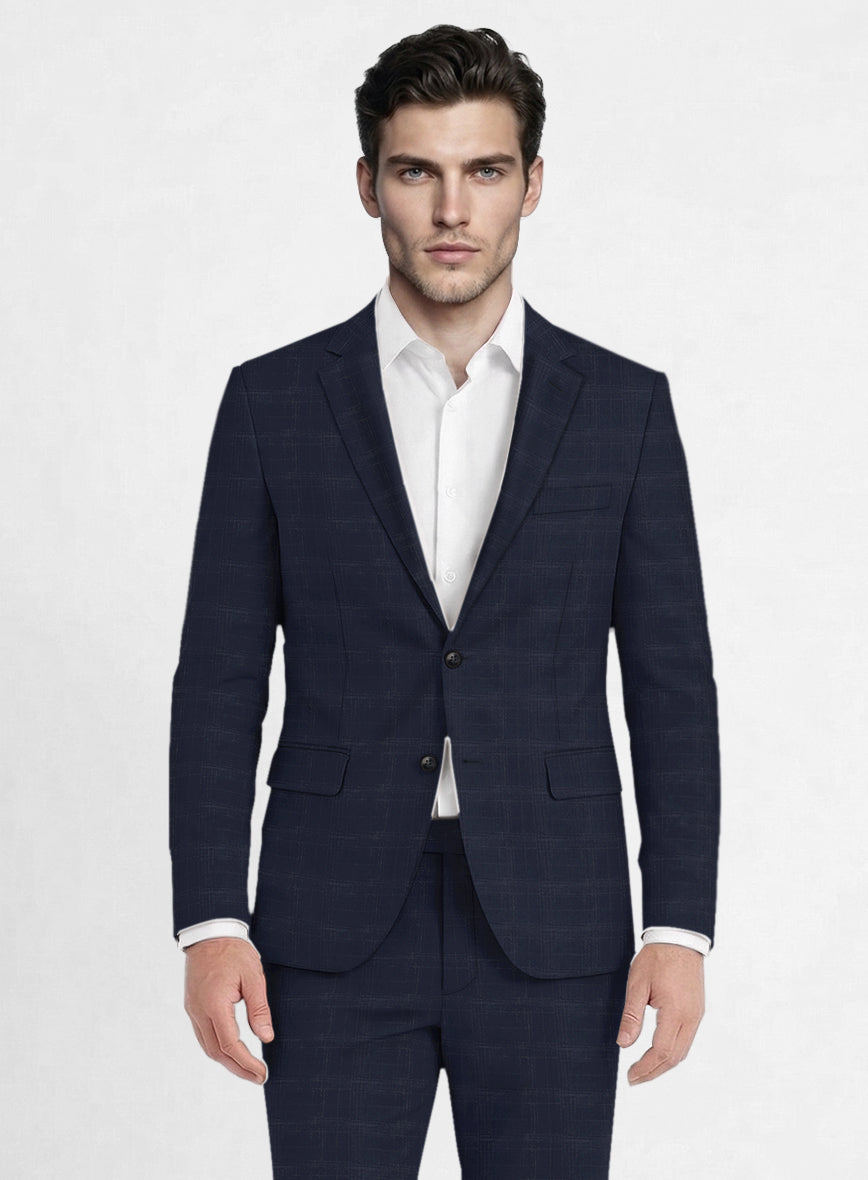 Reda Xime Blue Checks Wool Jacket - StudioSuits