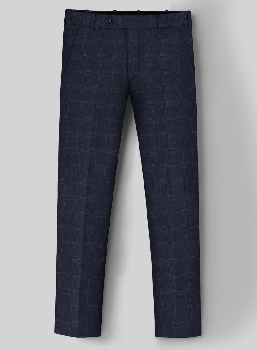 Reda Xime Blue Checks Wool Pants - StudioSuits