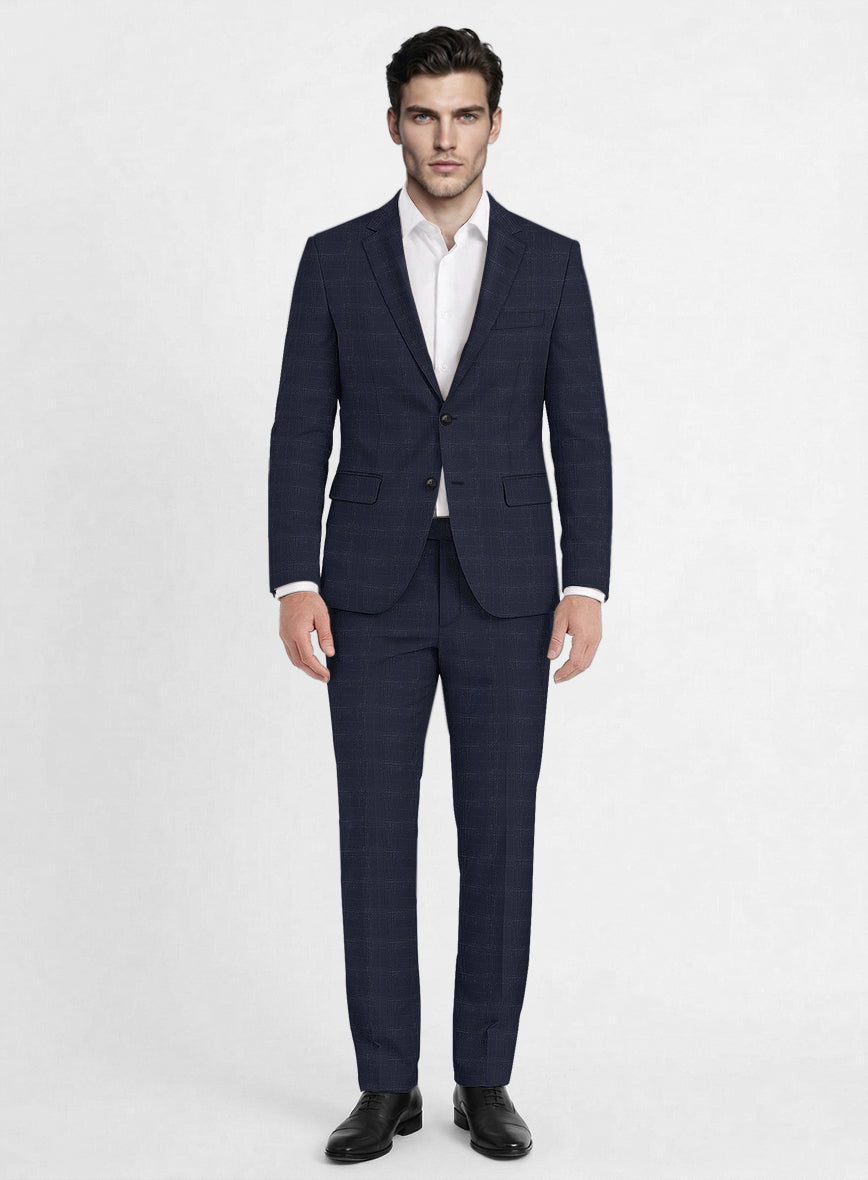 Reda Xime Blue Checks Wool Suit - StudioSuits