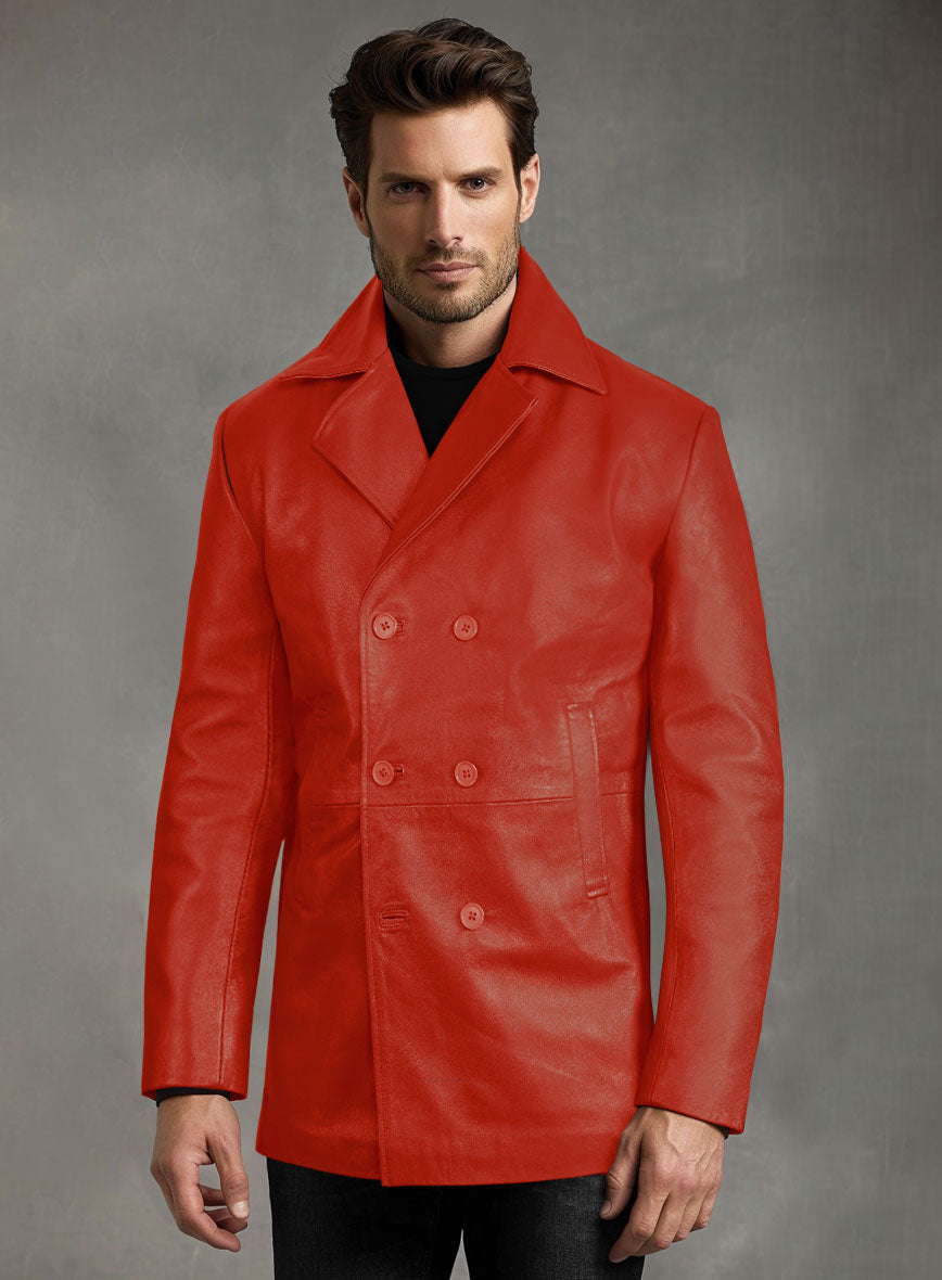Red Leather Pea Coat – StudioSuits
