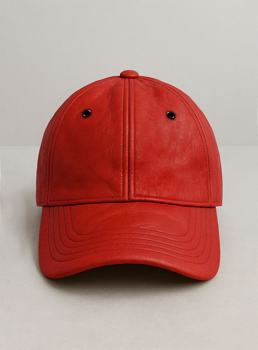 Red Leather Sport Cap - StudioSuits