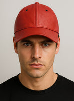 Red Leather Sport Cap - StudioSuits