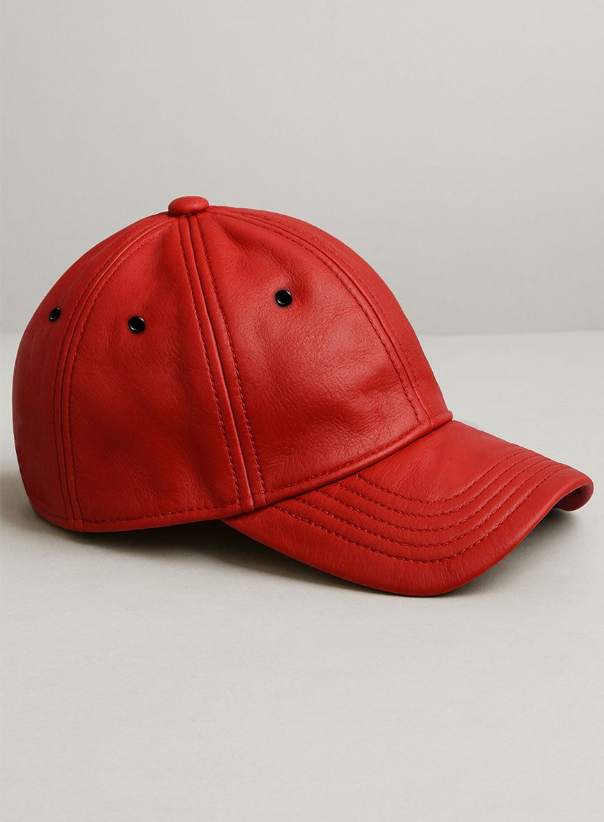Red Leather Sport Cap - StudioSuits