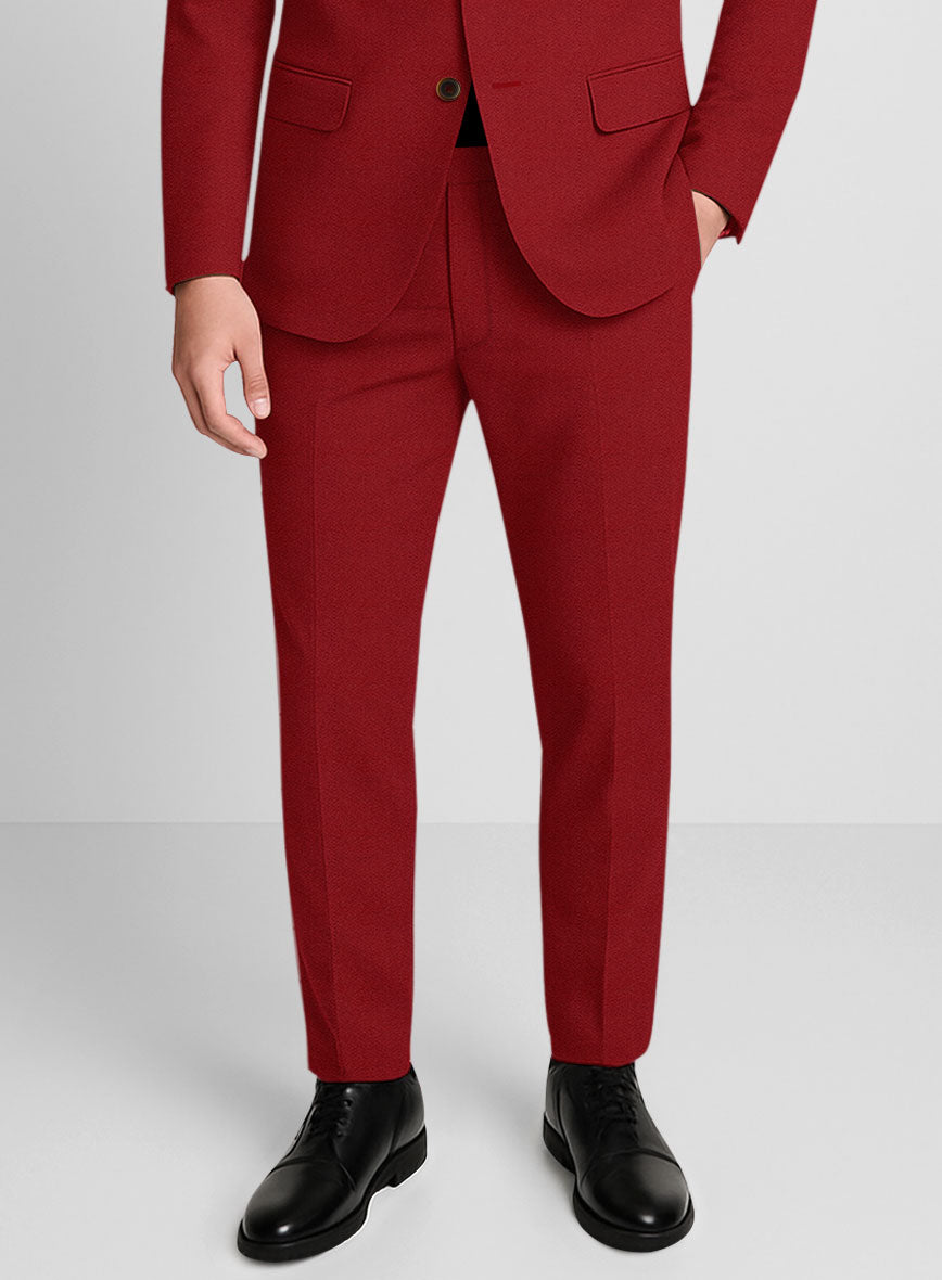 Red Napoli Stretch Light Weight Cotton Pants - StudioSuits