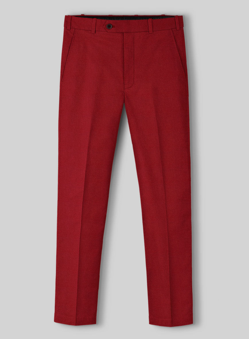 Red Napoli Stretch Light Weight Cotton Pants - StudioSuits