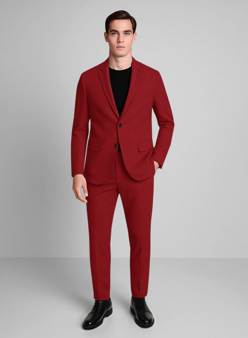 Red Napoli Stretch Light Weight Cotton Suit - StudioSuits