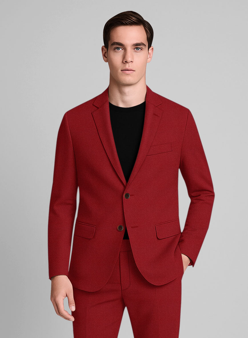Red Napoli Stretch Light Weight Cotton Suit - StudioSuits