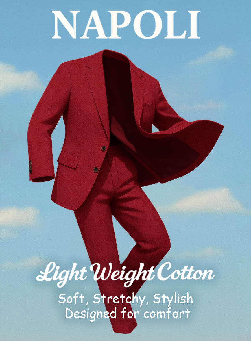 Red Napoli Stretch Light Weight Cotton Suit - StudioSuits