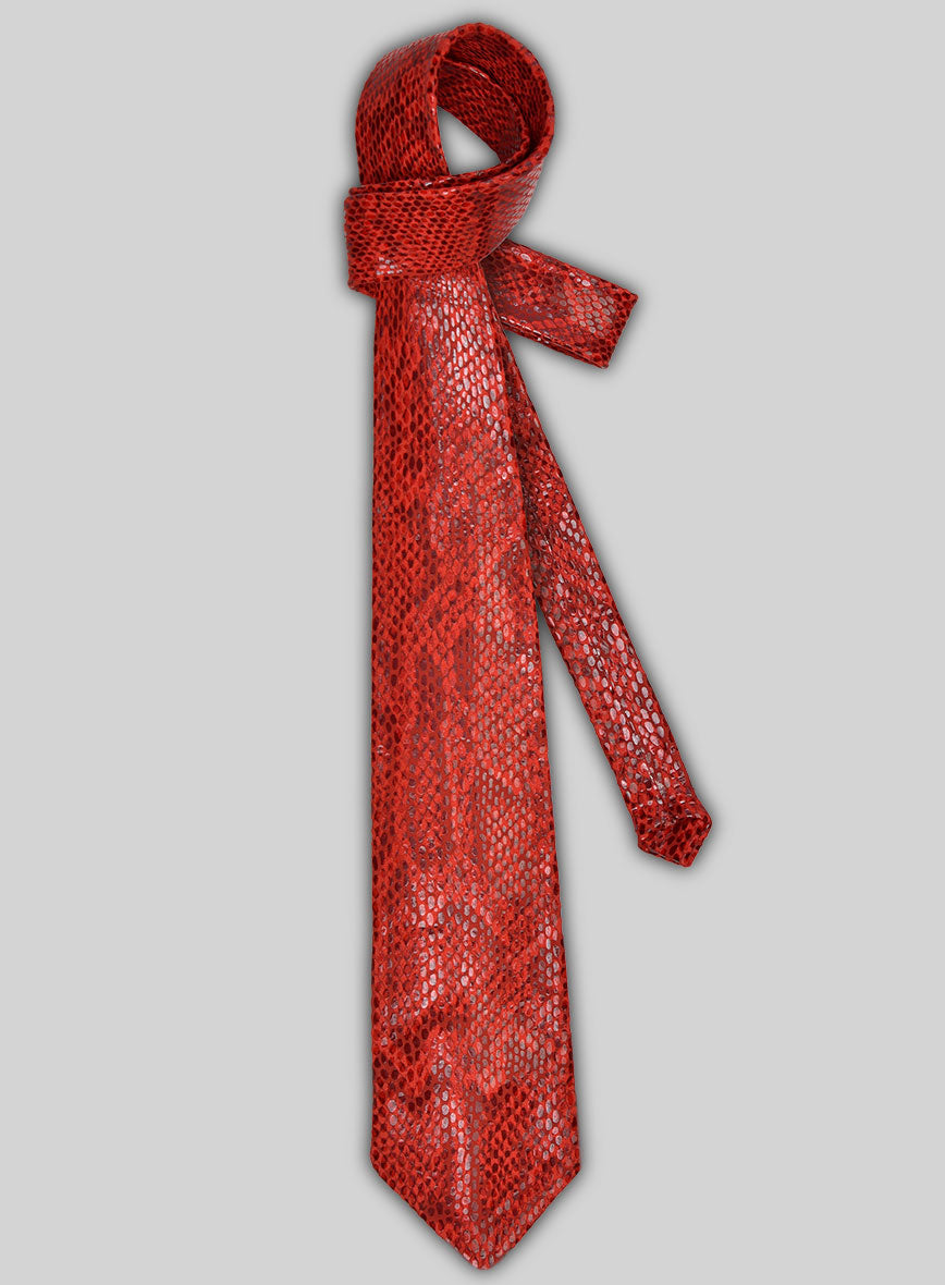 Shiny Red Python Leather Tie – StudioSuits