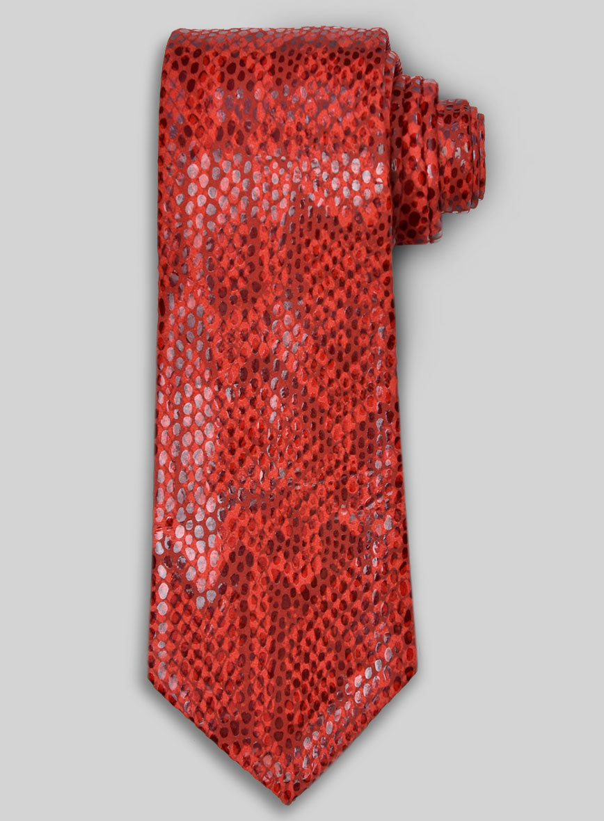 Python On Red Dress Shiny Red Python Leather Tie – StudioSuits
