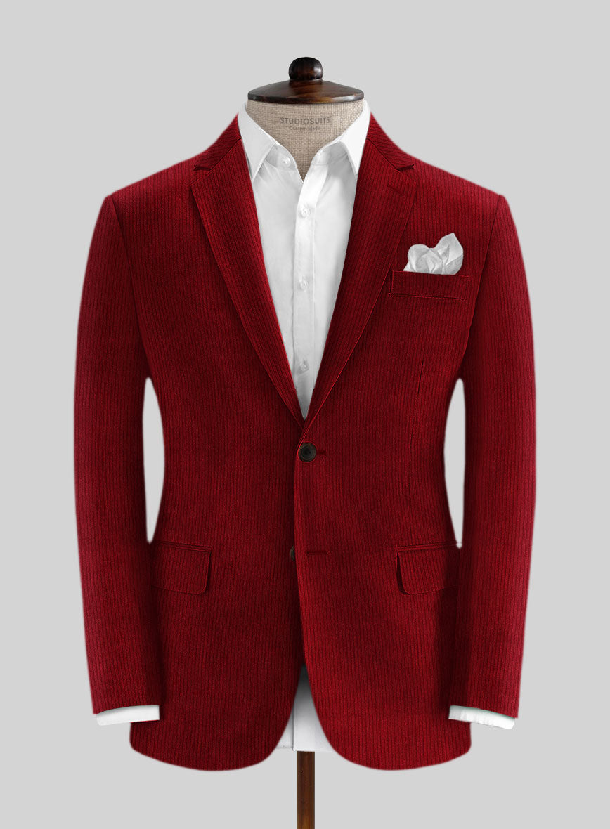 Red Thick Corduroy Jacket - StudioSuits