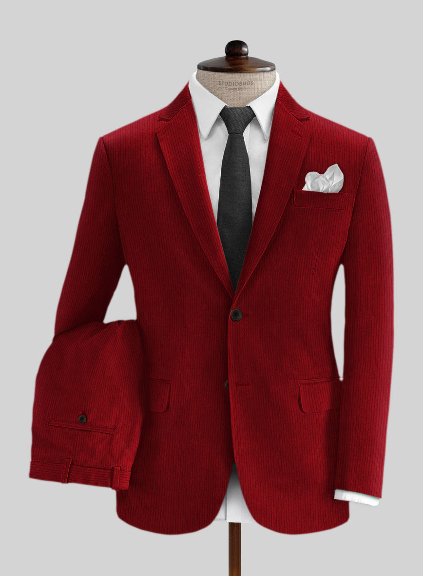 Red Thick Corduroy Suit - StudioSuits