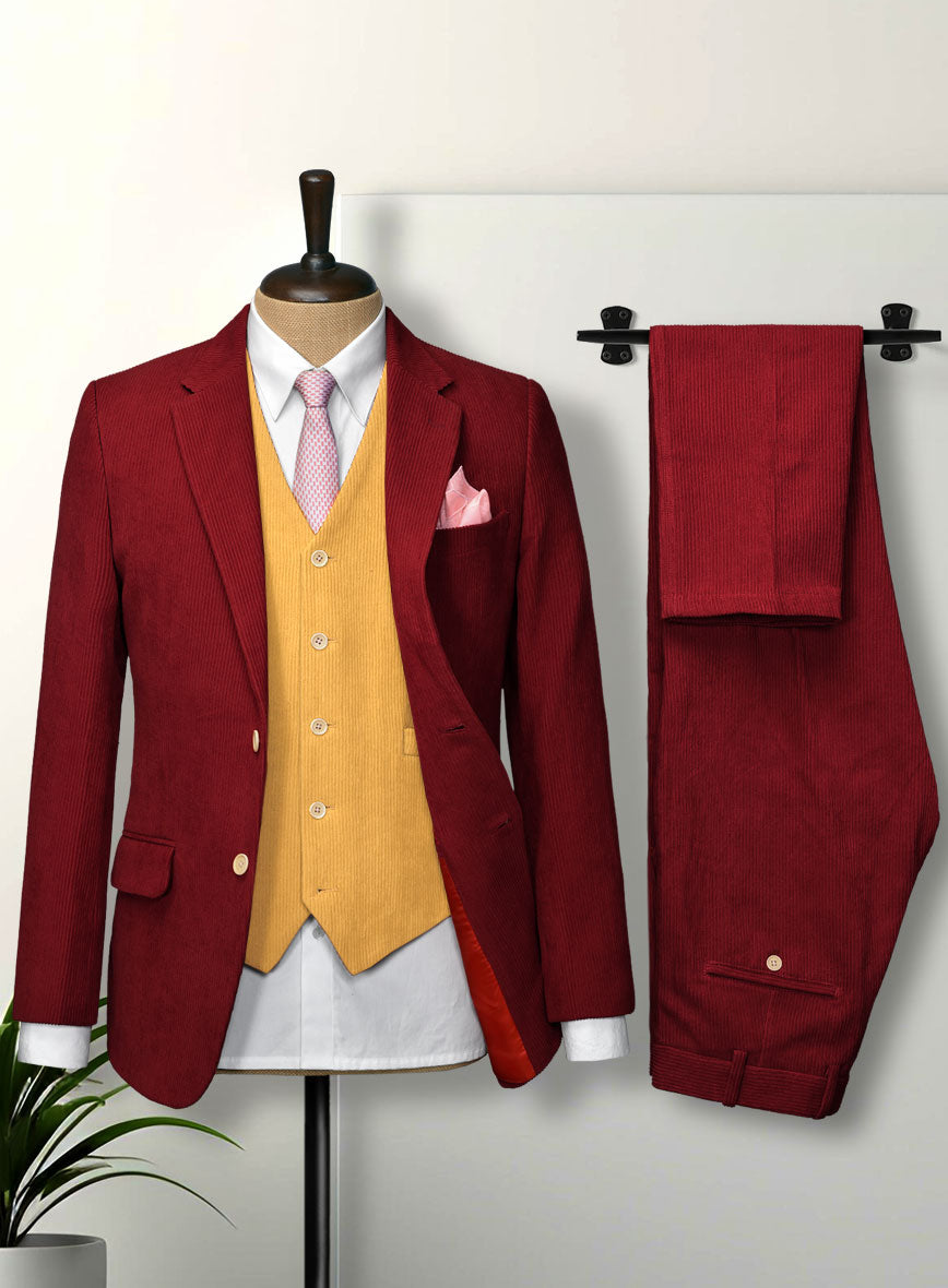 Red Yellow Corduroy Suit - StudioSuits