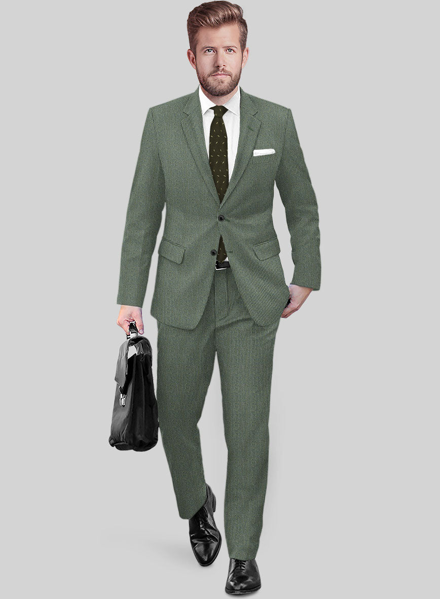 Regal Corded Green Stripe Tweed Suit - StudioSuits