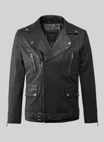 Resolute Black Biker Leather Jacket - StudioSuits