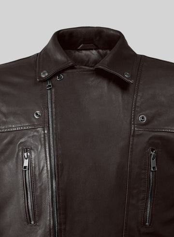 Resolute Brown Biker Leather Jacket - StudioSuits