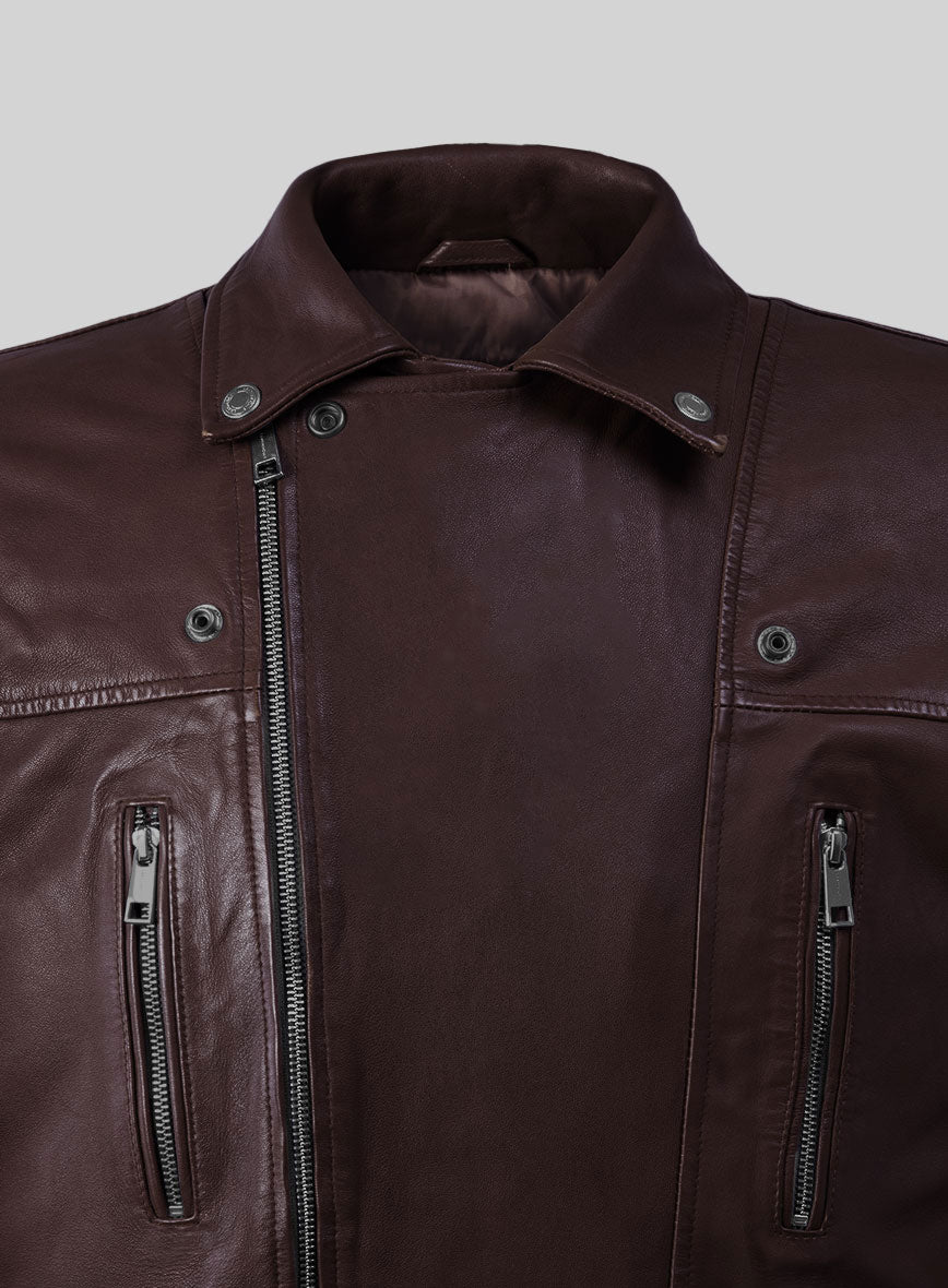 Resolute Burgundy Biker Leather Jacket - StudioSuits