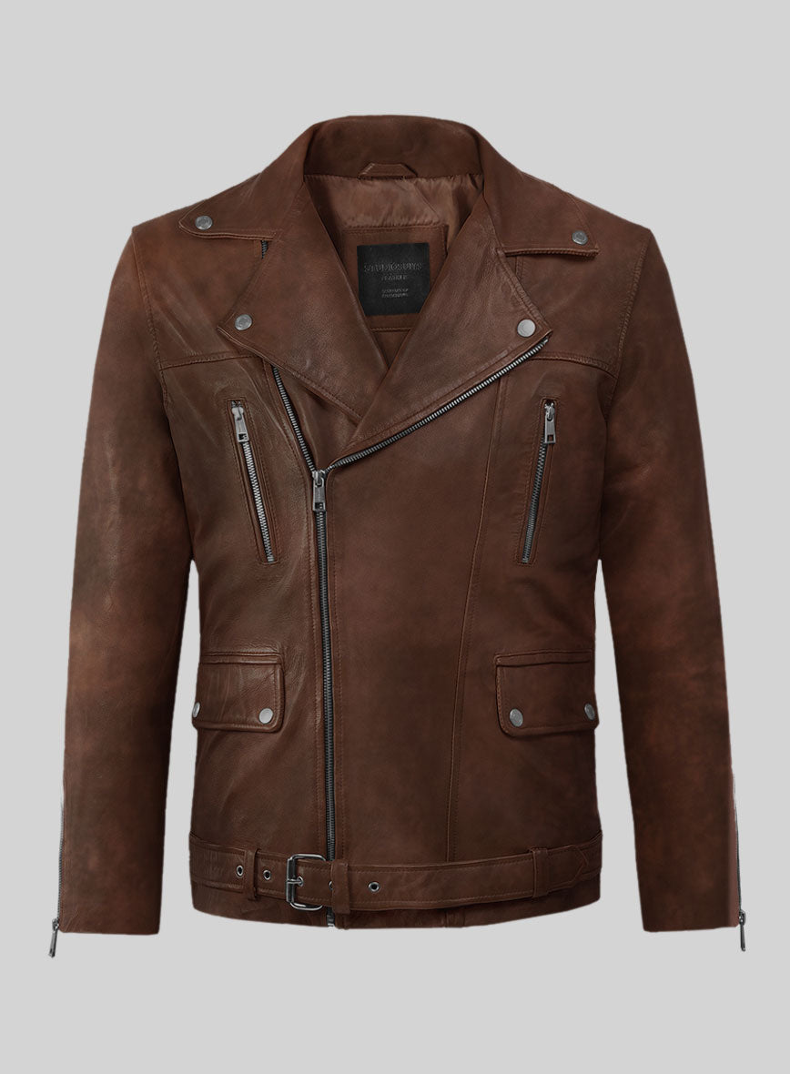 Resolute Spanish Brown Biker Leather Jacket - StudioSuits