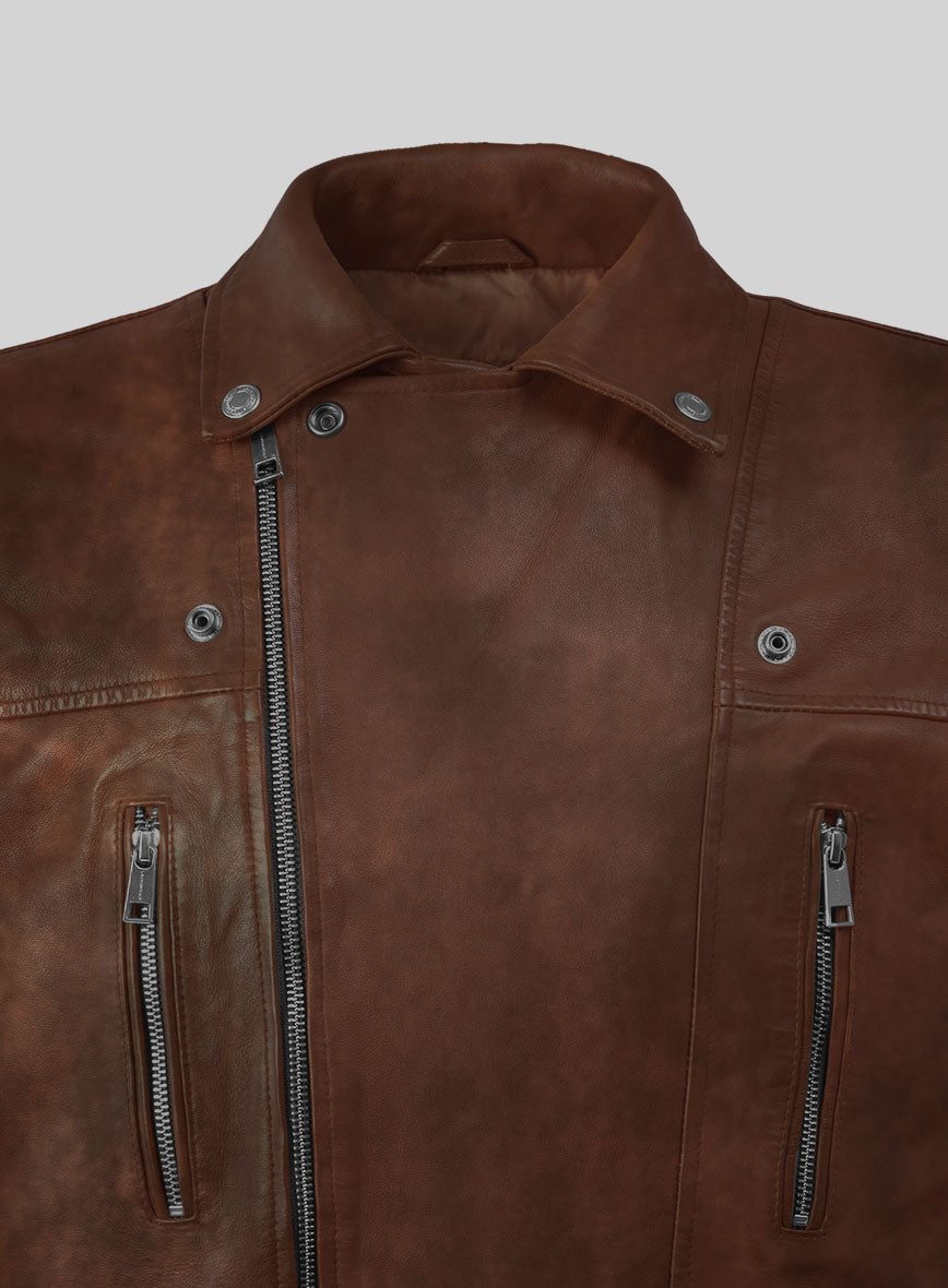 Resolute Spanish Brown Biker Leather Jacket - StudioSuits