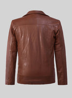 Resolute Tan Biker Leather Jacket - StudioSuits