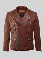 Resolute Tan Biker Leather Jacket - StudioSuits