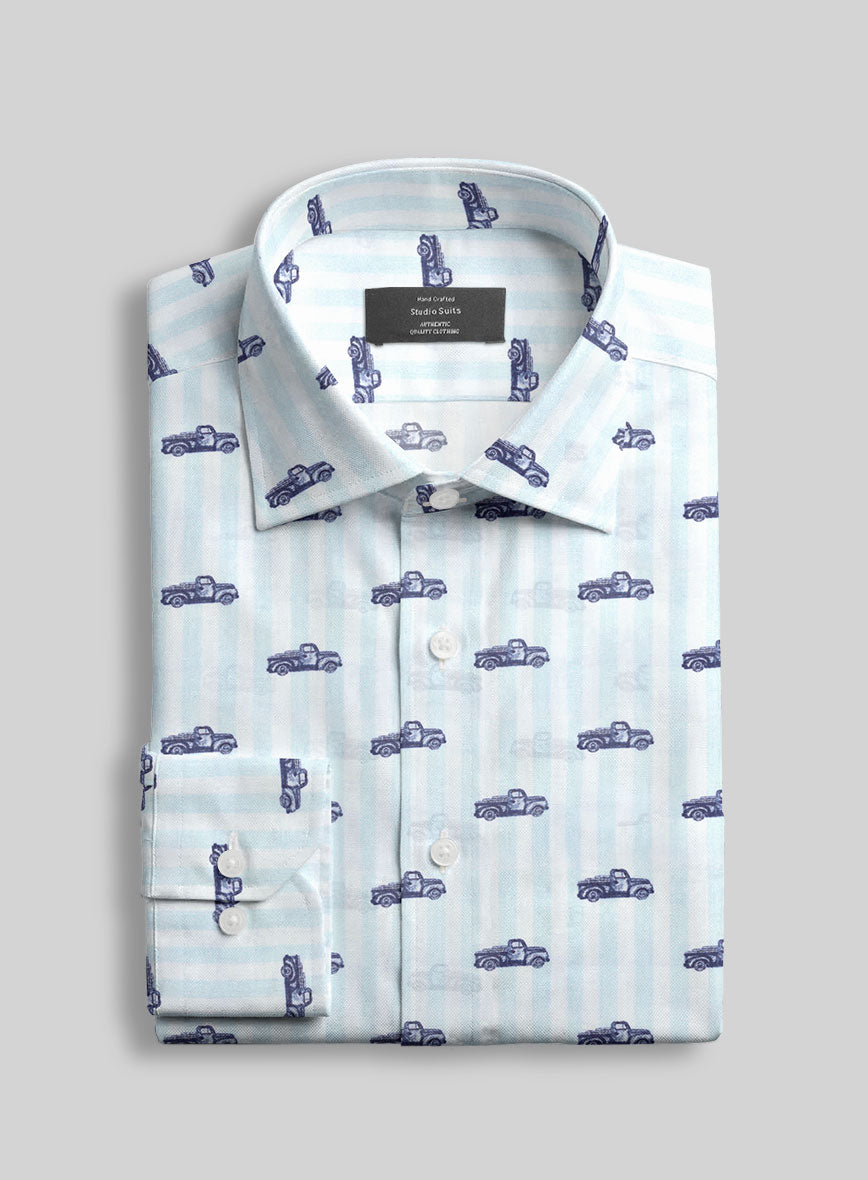 Retro Wheels Feather Cotton Shirt - StudioSuits