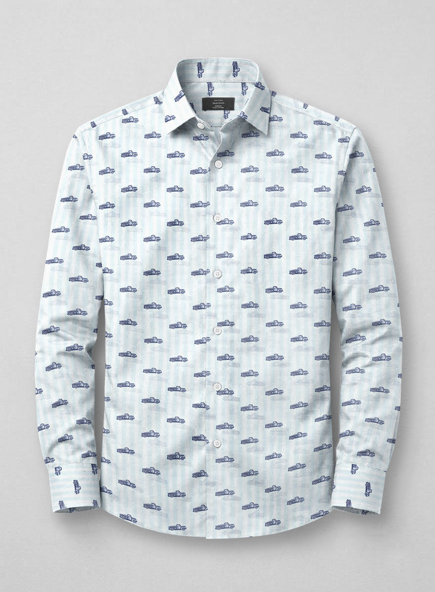 Retro Wheels Feather Cotton Shirt - StudioSuits