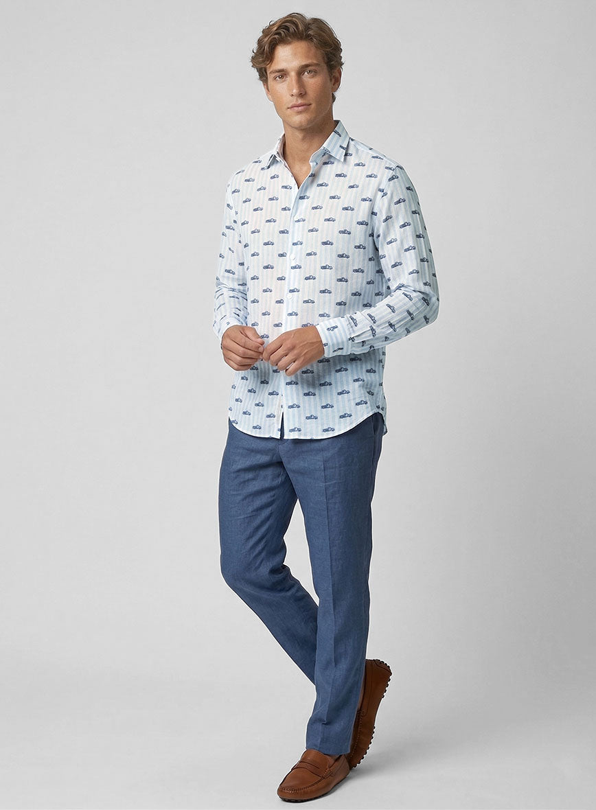 Retro Wheels Feather Cotton Shirt - StudioSuits