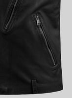 Revolt Black Biker Leather Jacket - StudioSuits