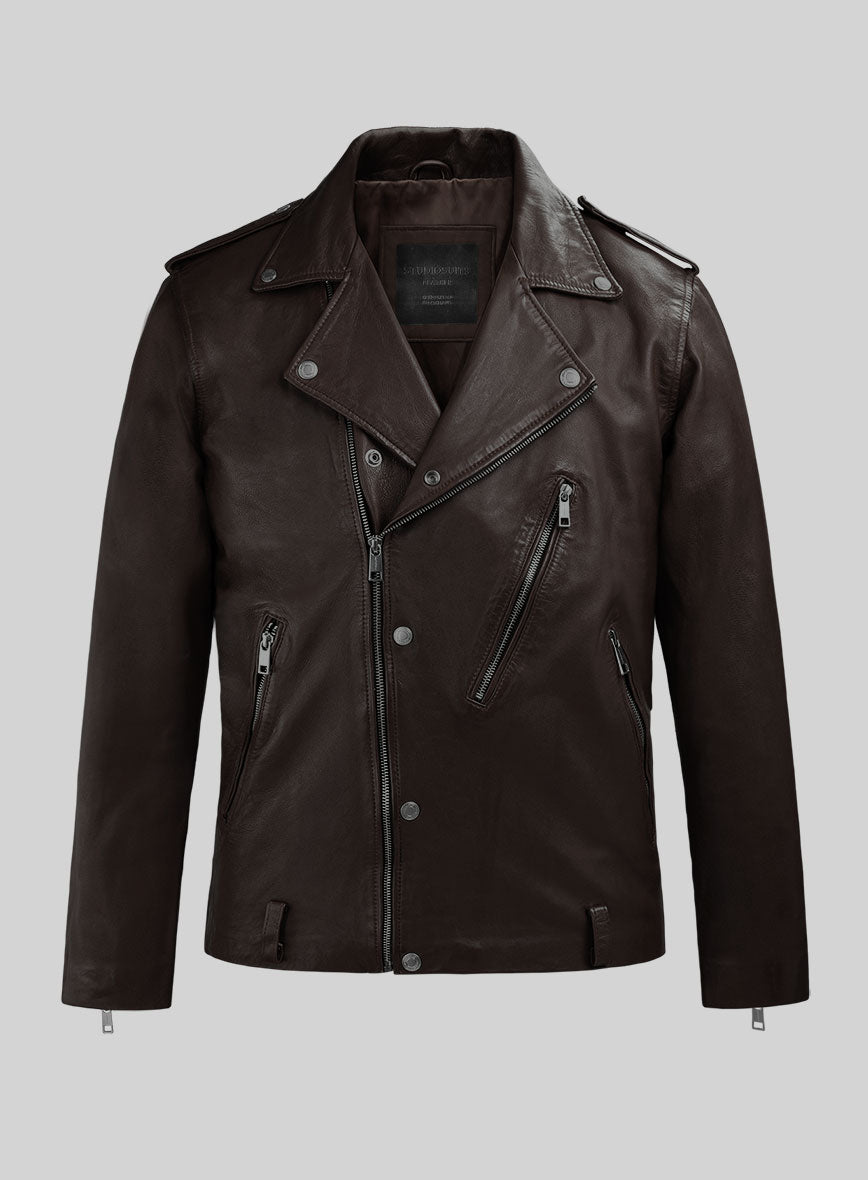 Revolt Brown Biker Leather Jacket - StudioSuits