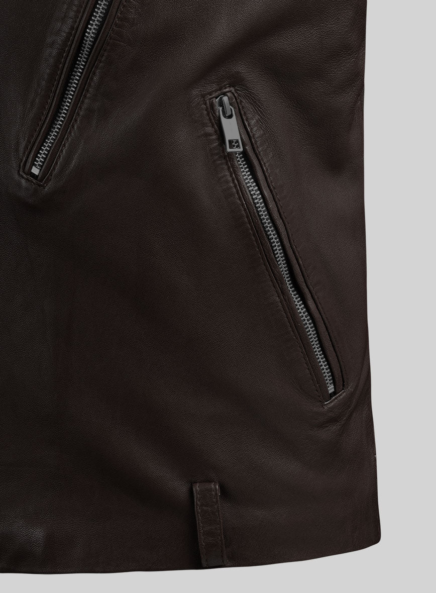 Revolt Brown Biker Leather Jacket - StudioSuits