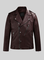 Revolt Burgundy Biker Leather Jacket - StudioSuits