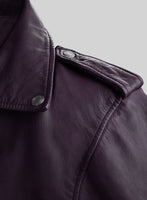 Revolt Purple Biker Leather Jacket - StudioSuits