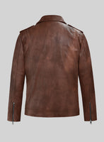 Revolt Spanish Brown Biker Leather Jacket - StudioSuits