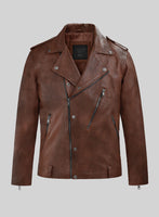 Revolt Spanish Brown Biker Leather Jacket - StudioSuits