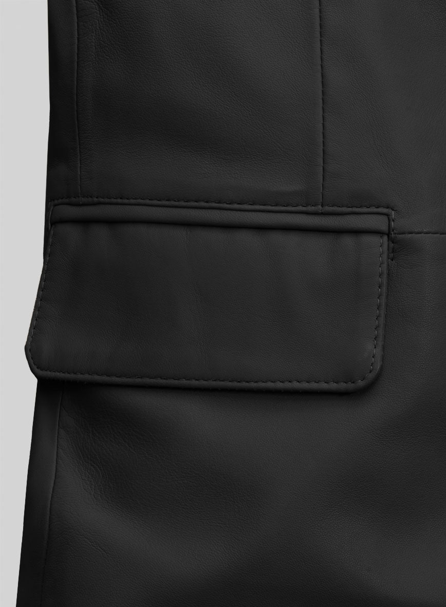 Rich Black Lambskin Leather Blazer - StudioSuits