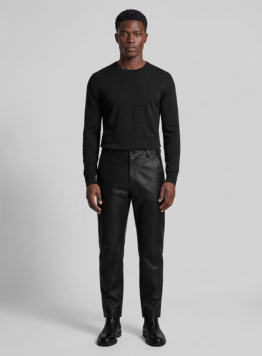 Rich Black Leather Trousers - StudioSuits