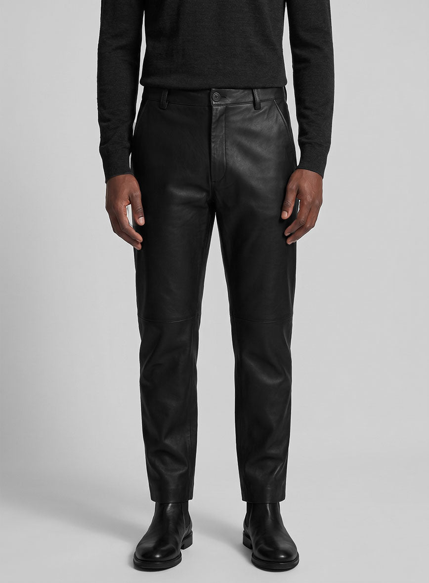 Rich Black Leather Trousers - StudioSuits