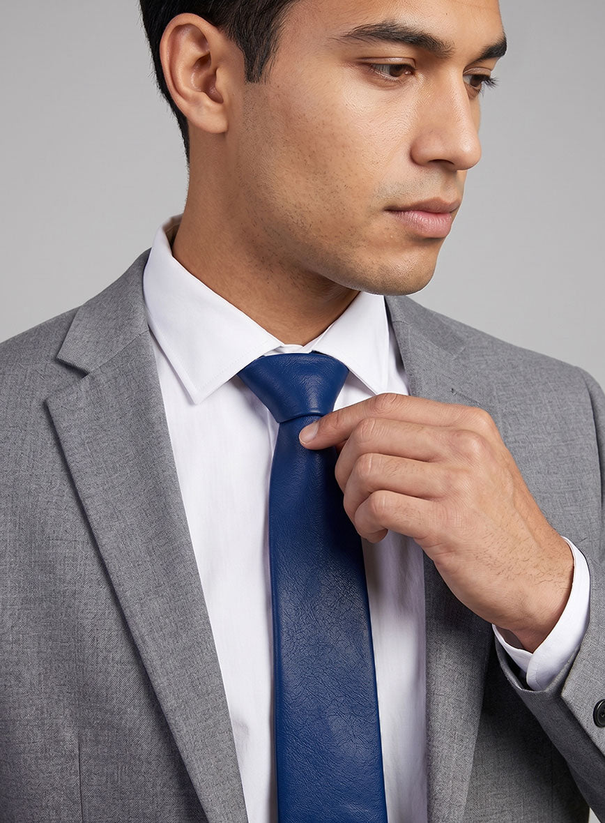 Rich Blue Leather Tie - StudioSuits