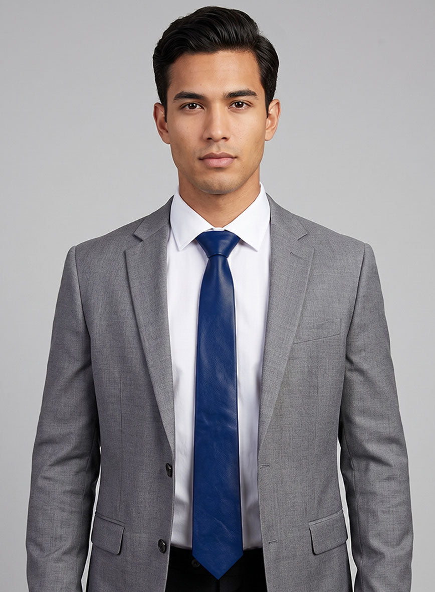 Rich Blue Leather Tie - StudioSuits