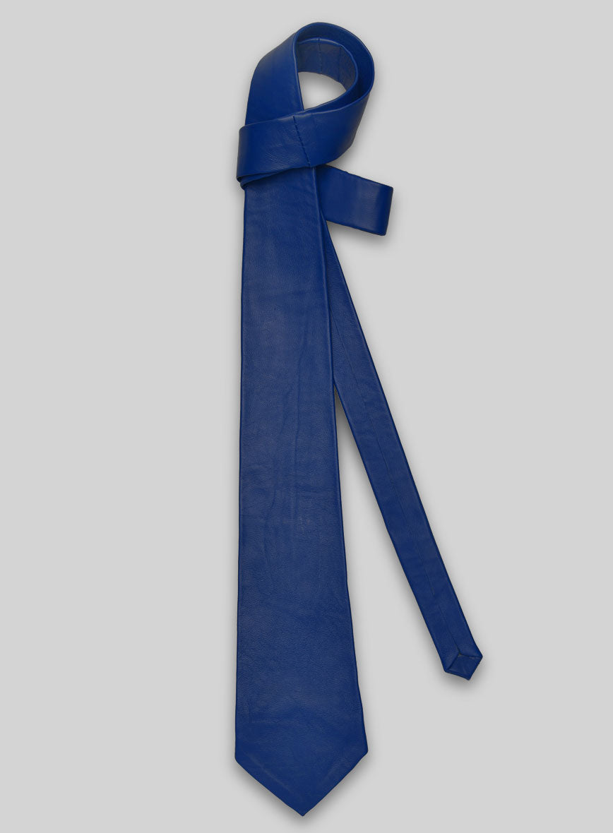 Rich Blue Leather Tie - StudioSuits