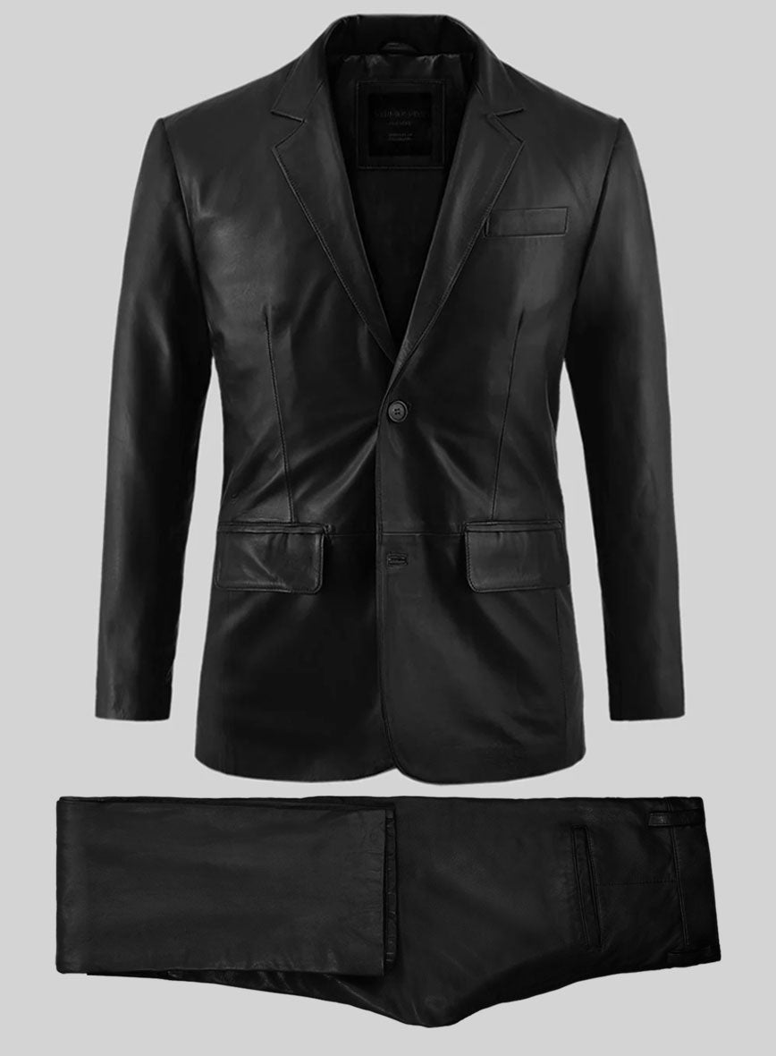 Rich Black Leather Suit – StudioSuits