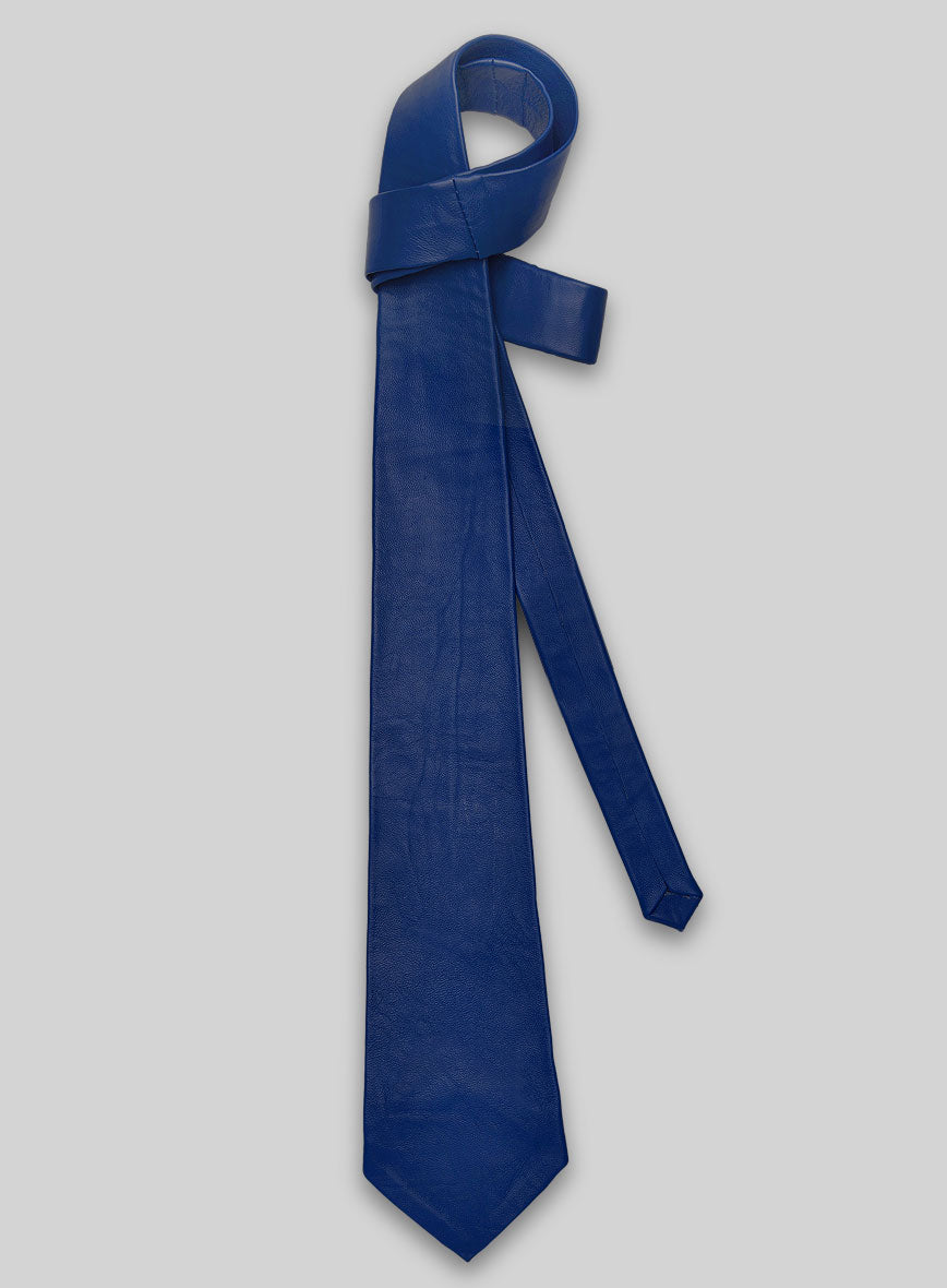 Rich Blue Leather Tie - StudioSuits