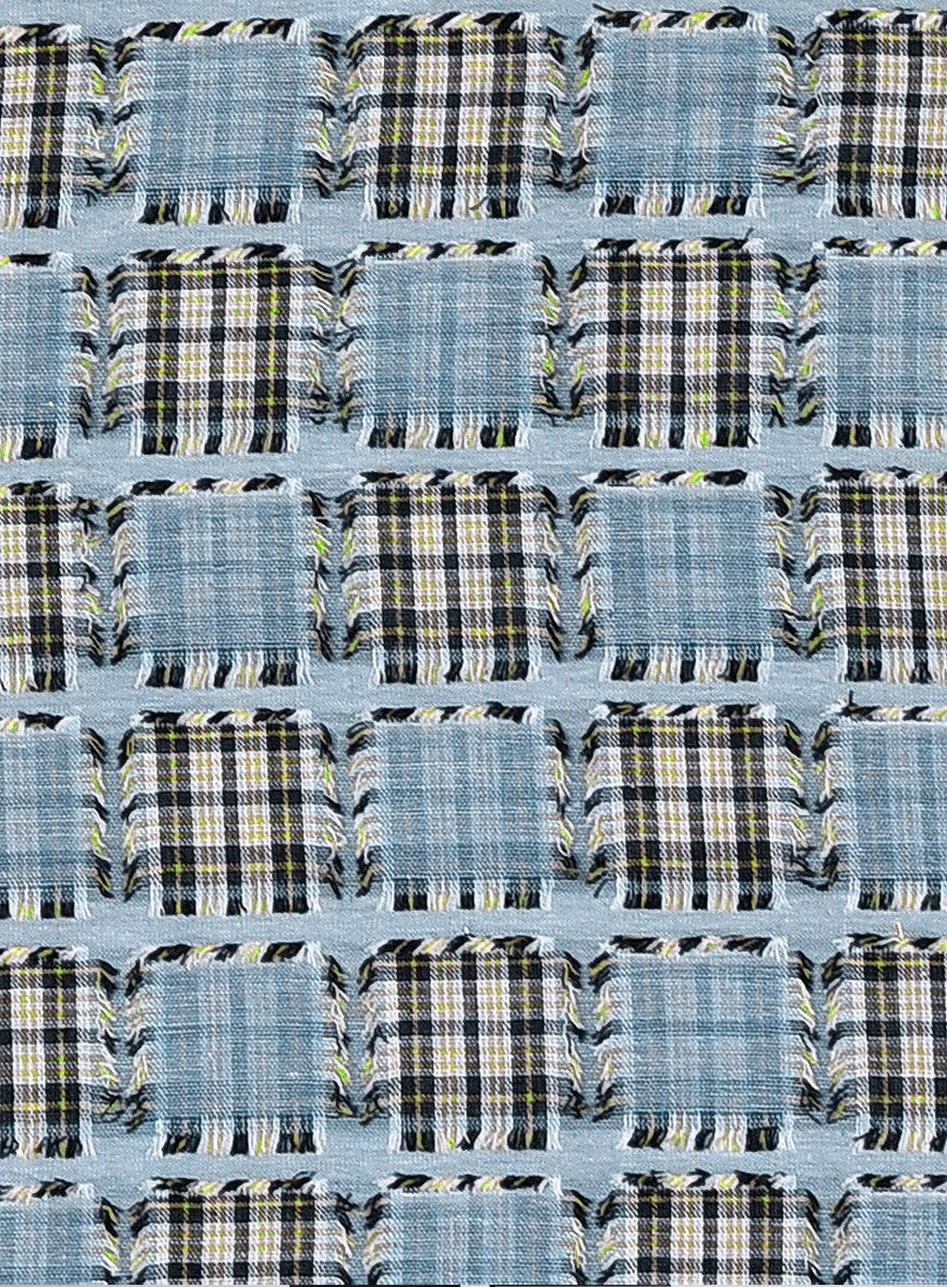 Ridge Blue Check Patchwork Cotton Shirt - StudioSuits