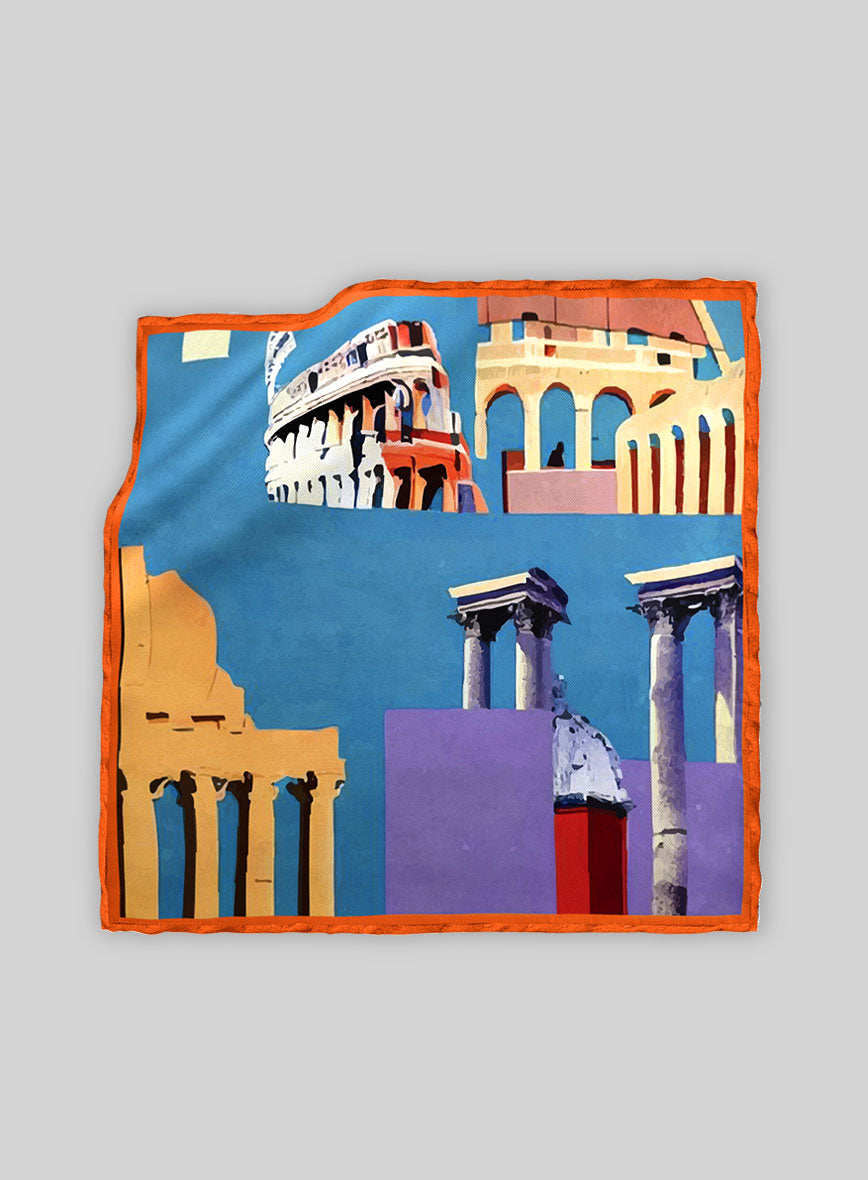 Roma Blueprint Silk Pocket Square - StudioSuits