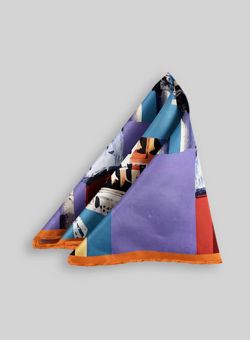 Roma Blueprint Silk Pocket Square - StudioSuits