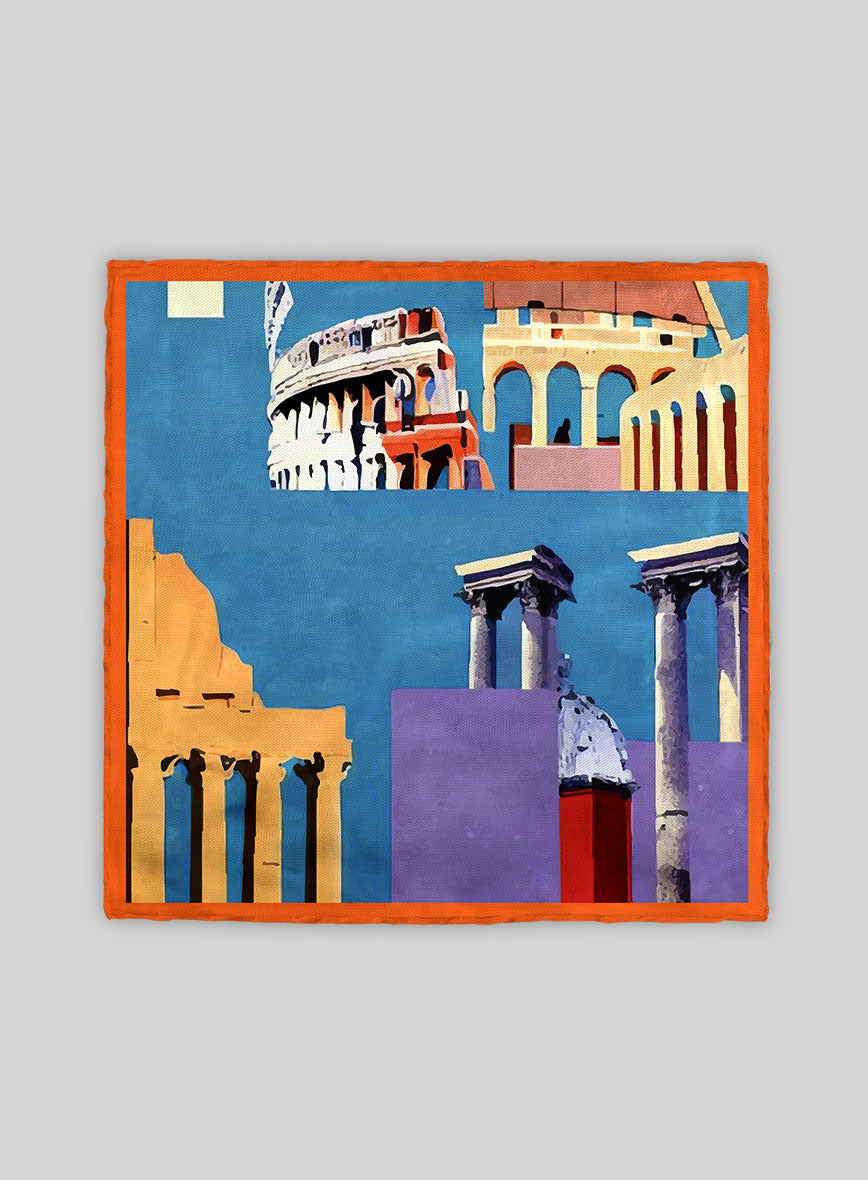 Roma Blueprint Silk Pocket Square - StudioSuits