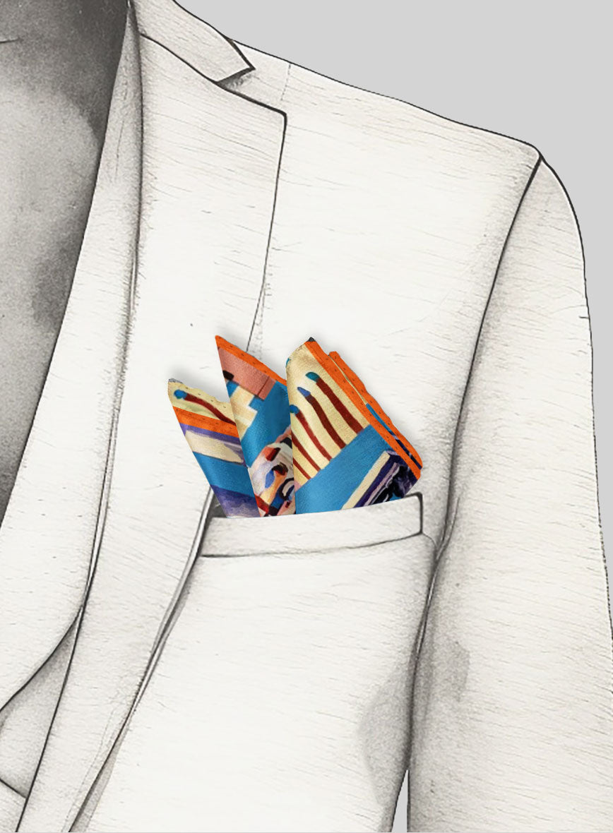 Roma Blueprint Silk Pocket Square - StudioSuits