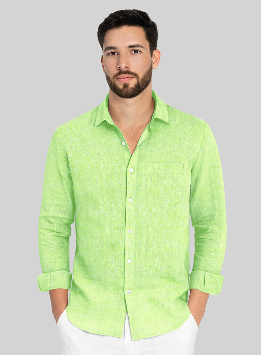 Roman Fume Green Linen Shirt - StudioSuits
